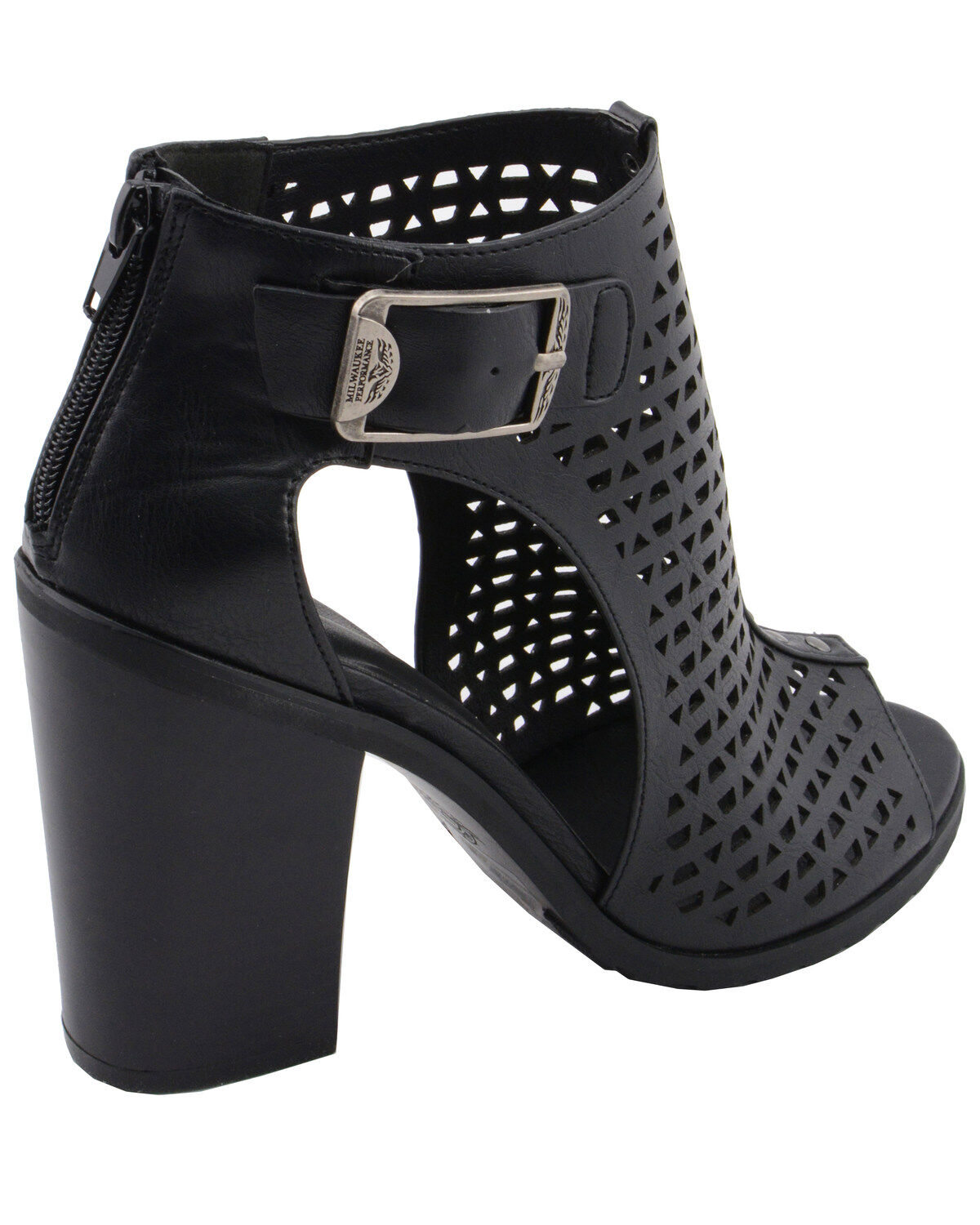 Image #9 - Milwaukee Performance Women's Platform Heel Mesh Top Sandals, Black, hi-res