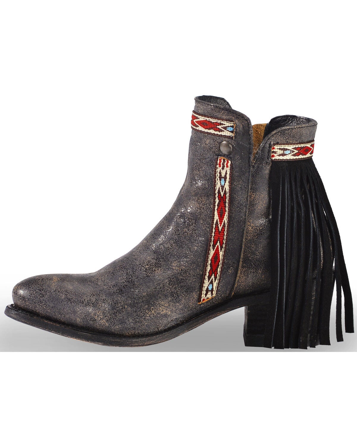 gray fringe booties