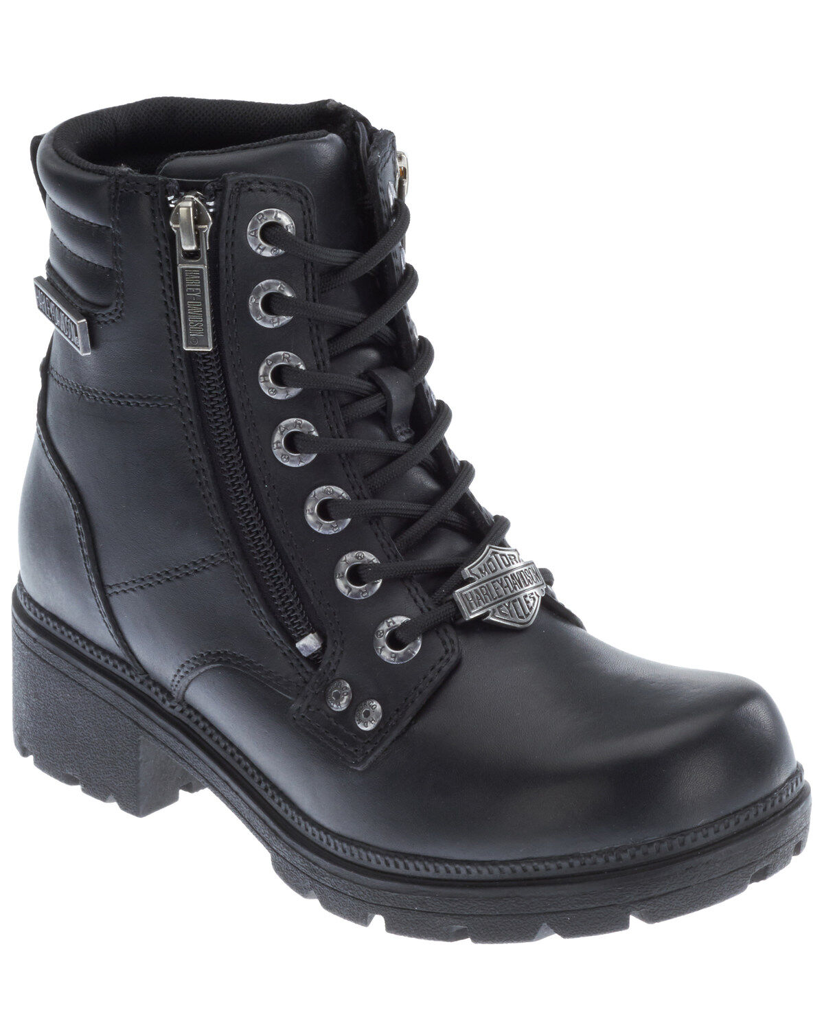 Image #1 - Harley Davidson Women's Inman Hills Moto Boots - Round Toe, Black, hi-res