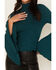 Image #3 - Shyanne Women's Rib Knit Mock Neck Bell Sleeve Top, Deep Teal, hi-res