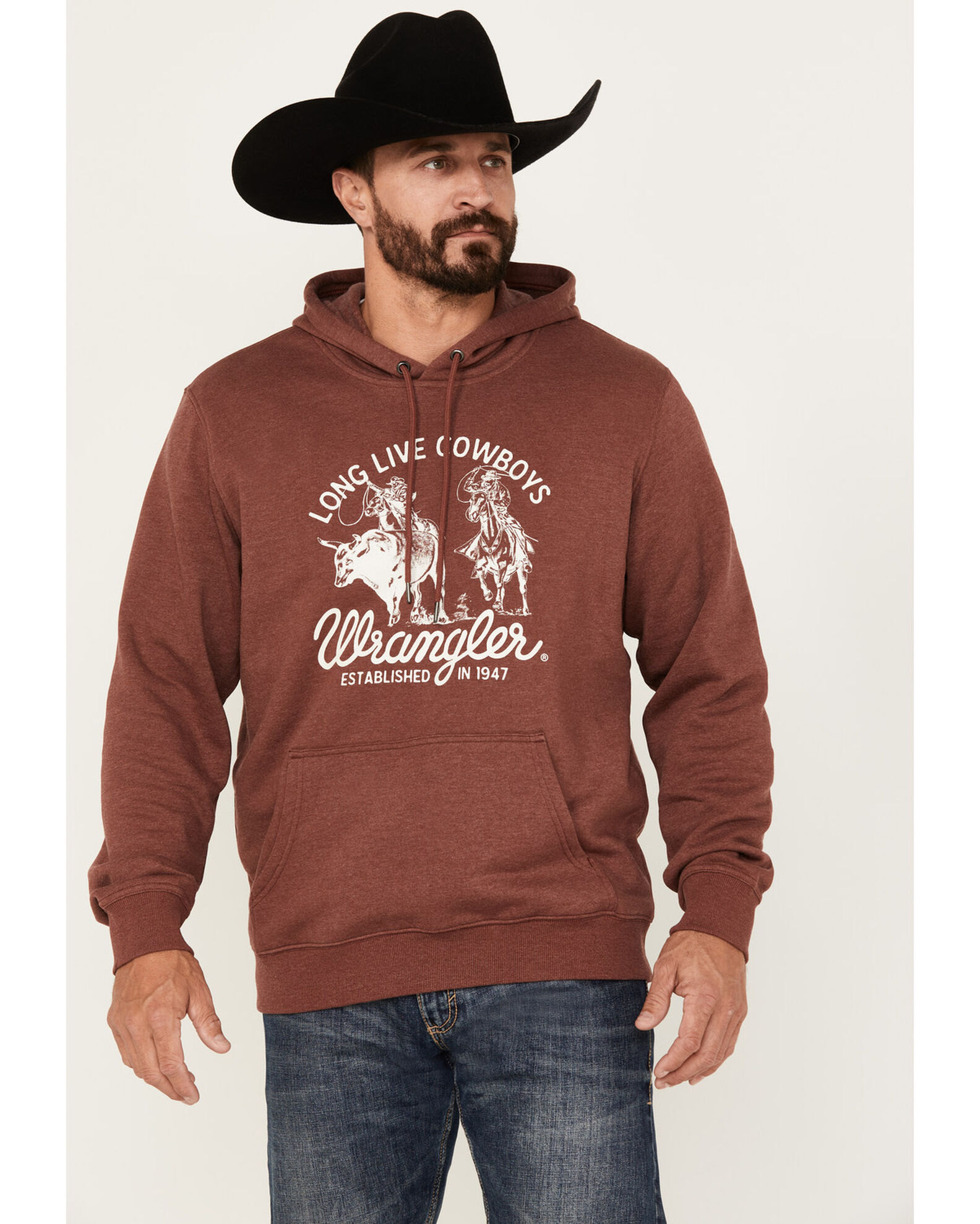 Product Name Wrangler Men s Long Live Cowboys Hooded Sweatshirt