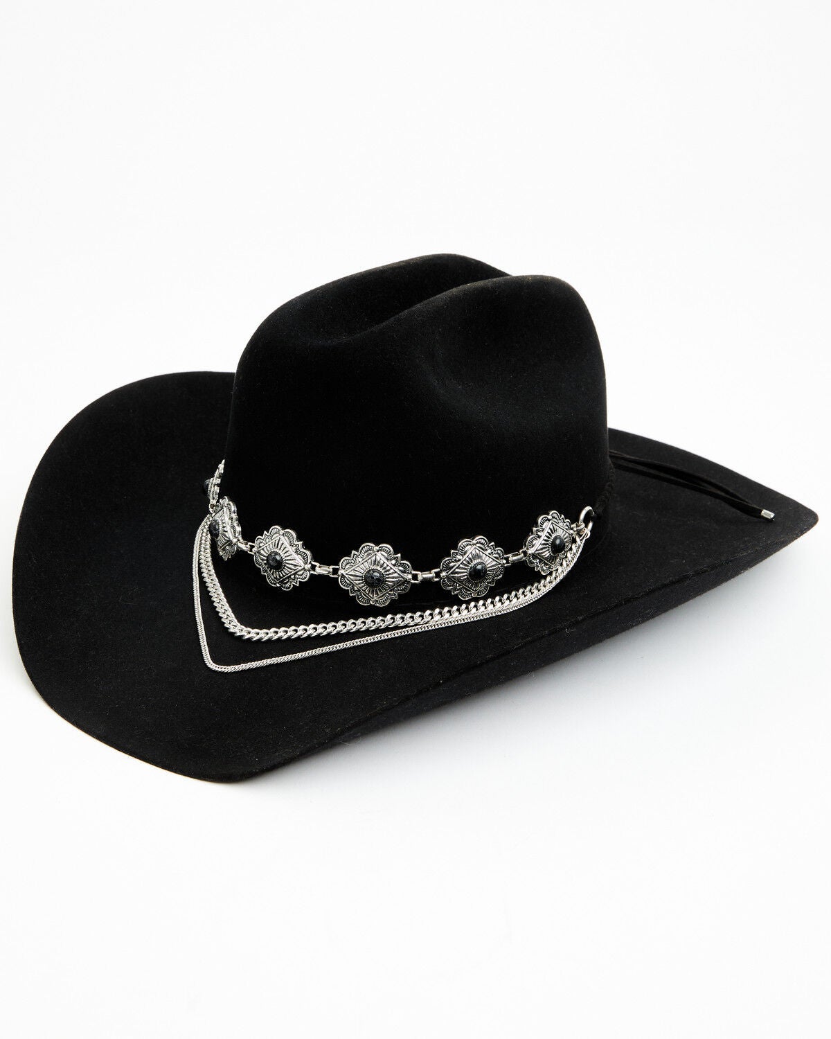 Shyanne Women's Layered Concho Hatband, Silver, hi-res