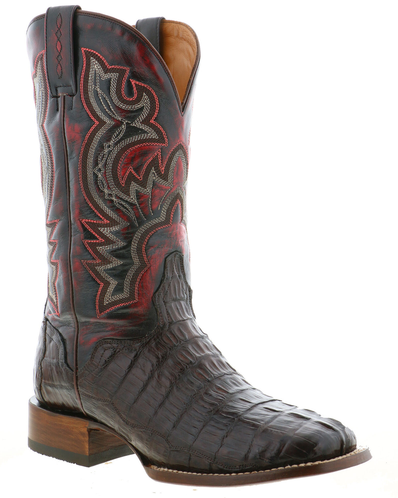 El Dorado Men s Caiman Tail Western Boots Broad Square Toe