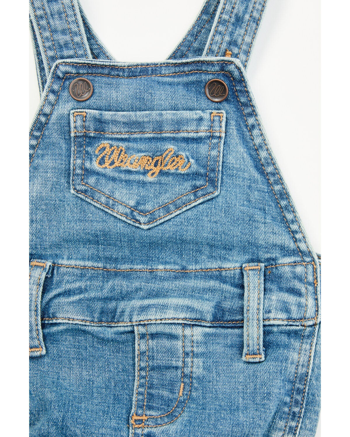 Image #2 - Wrangler Infant Boys' Boot Barn Exclusive Denim Overall Onesie, Blue, hi-res