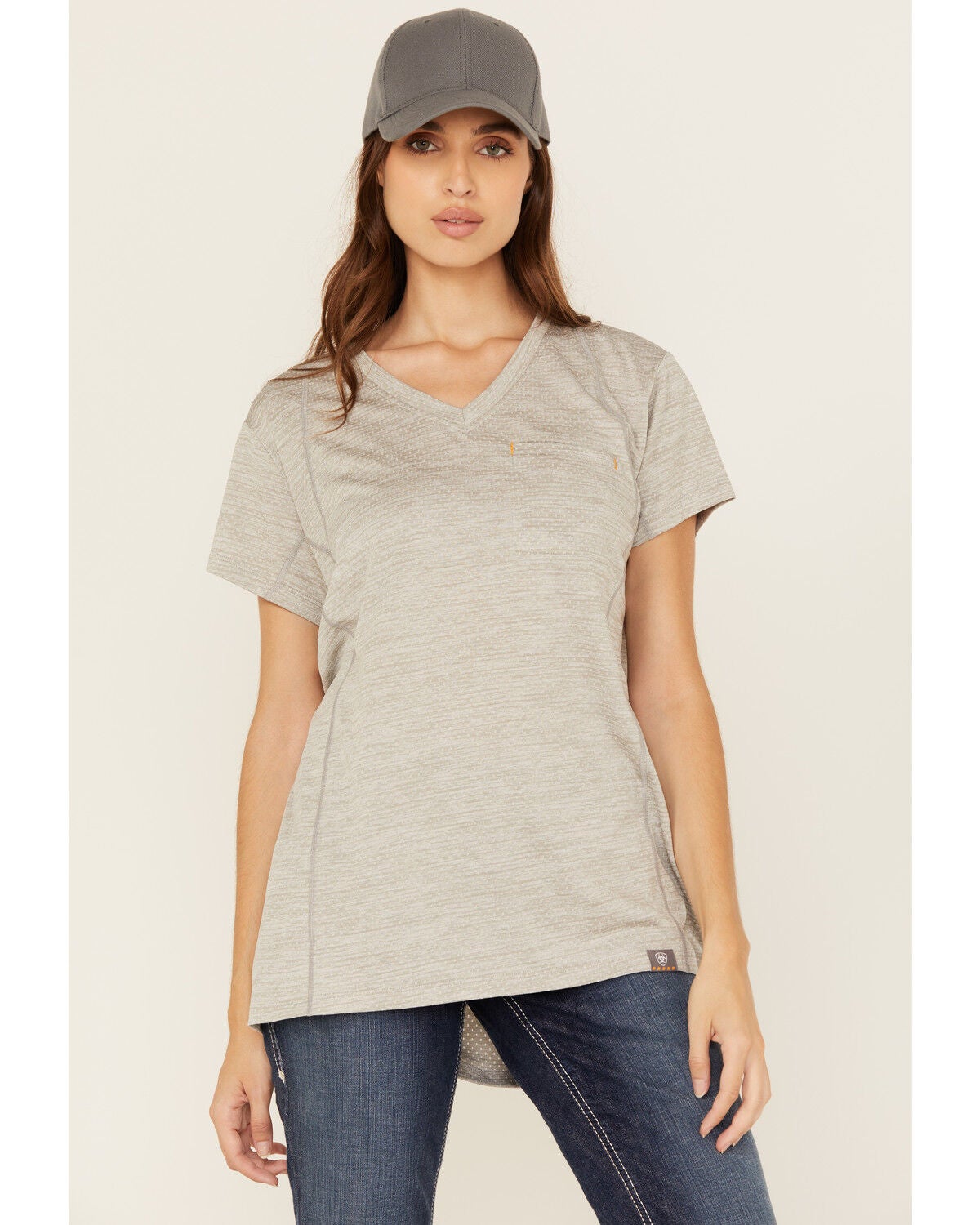 Ariat Women's Rebar Evolution Short Sleeve Work Tee, Dark Grey, hi-res