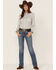 Rough Stock by Panhandle Women's Southwestern Stripe Long Sleeve Snap Western Core Shirt, Ivory, hi-res