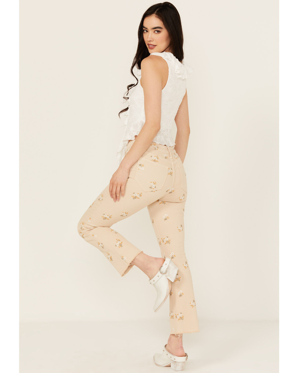 Image #3 - Driftwood Women's Roxy X Provence High Rise Floral Embroidered Cropped Straight Denim Jeans, Cream, hi-res
