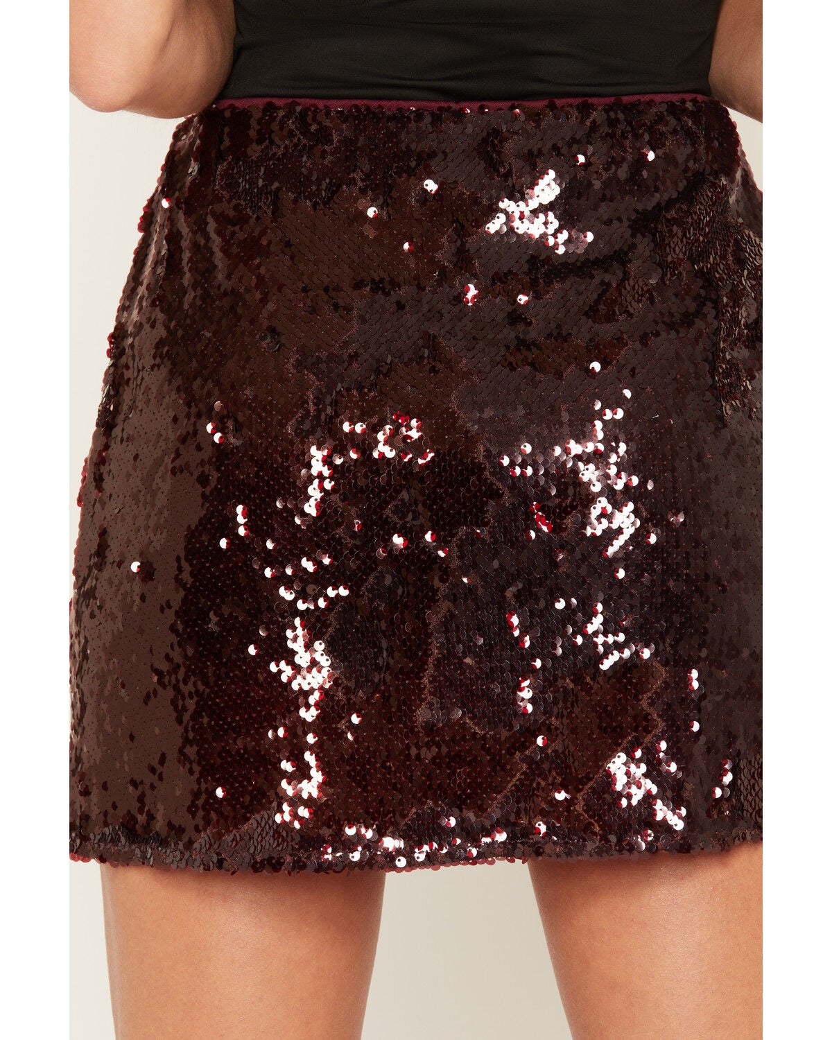 Image #4 - Show Me Your Mumu Women's Vera Sequins Mini Skort, Burgundy, hi-res