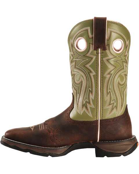 Image #3 - Durango Lady Rebel Green Saddle Cowgirl Boots - Square Toe, , hi-res