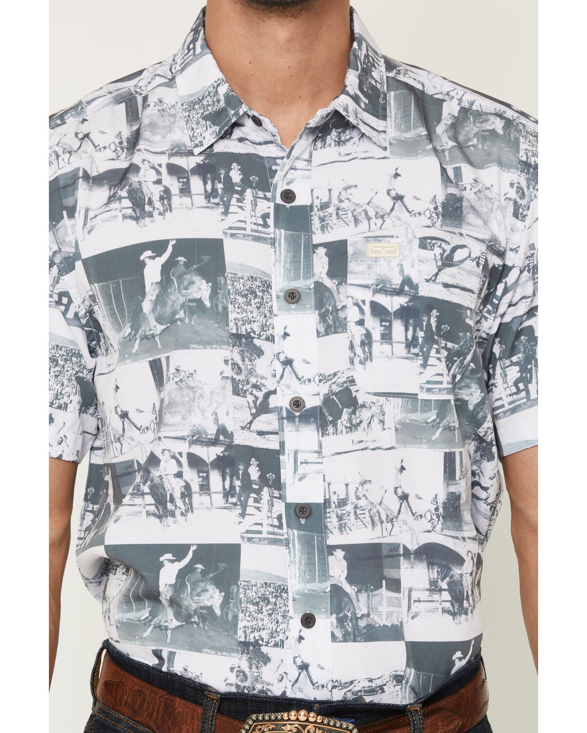 Image #3 - Kimes Ranch Men's Dunn Cowboy Print Short Sleeve Button-Down Stretch Western Shirt, White, hi-res