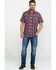 Image #6 - Wrangler Retro Men's Premium Plaid Print Short Sleeve Western Shirt, Navy, hi-res