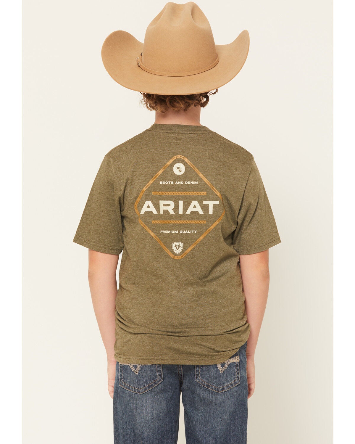 Ariat Boys' Roped Diamond Short Sleeve Graphic T-Shirt, Green, hi-res
