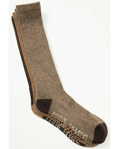 Cody James Men's Basic Crew Socks - 3 Pack, Brown, hi-res