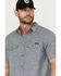 Image #2 - Hawx Men's Chambray Short Sleeve Button-Down Stretch Work Shirt, Blue, hi-res