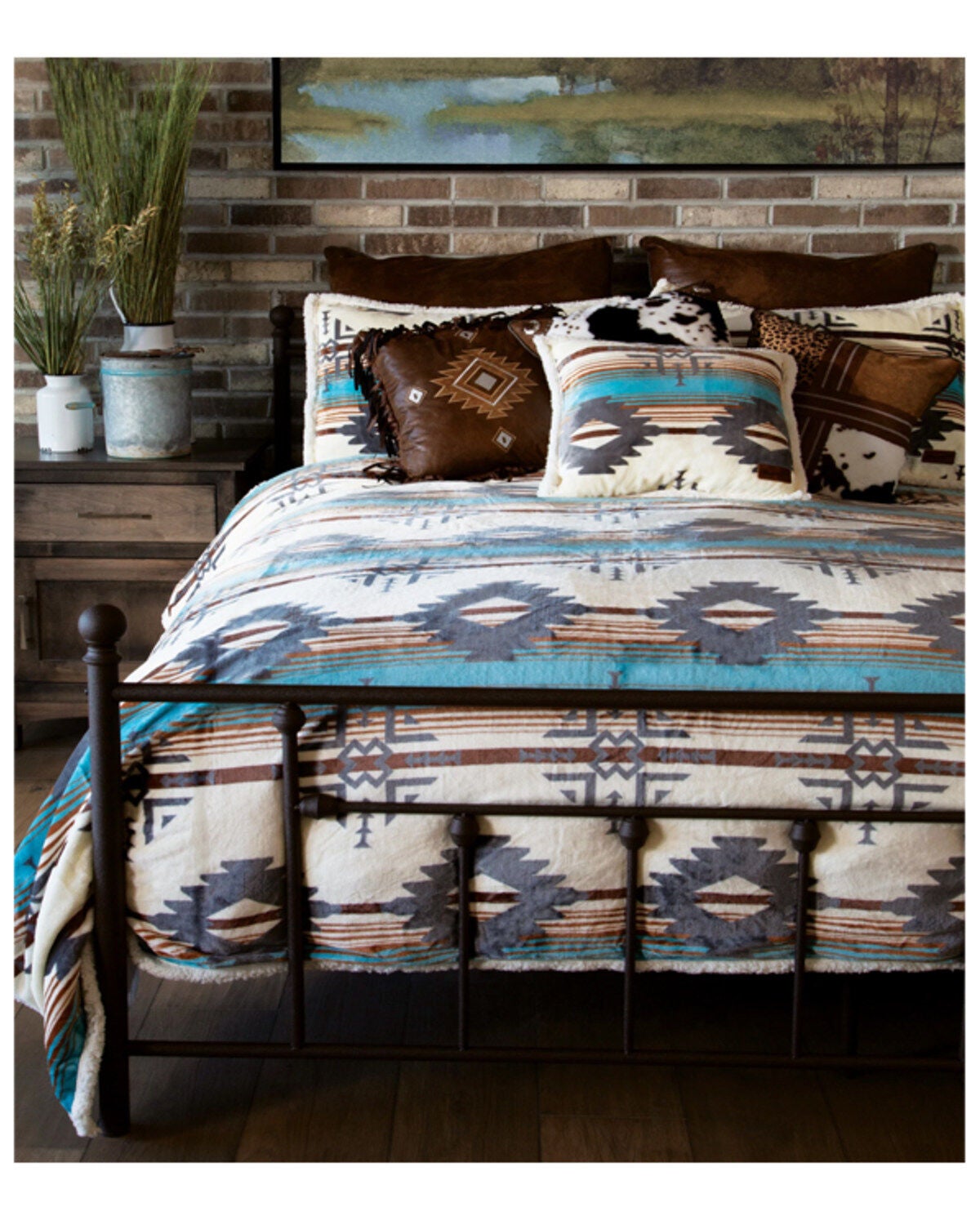 Wrangler Lone Mountain Plush Sherpa Bedspread Set - Queen, Blue, hi-res