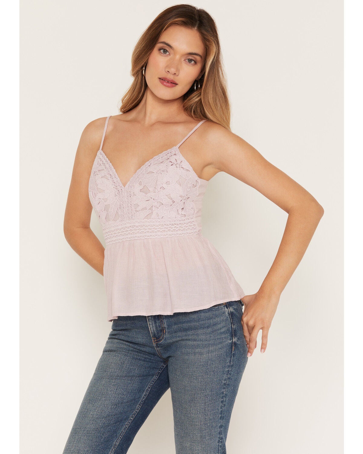 Shyanne Women's Crochet Front Sleeveless Top, Violet, hi-res
