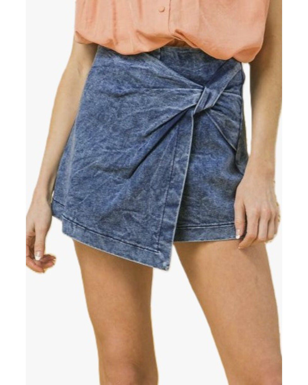 Image #2 - Flying Tomato Women's Passport Destination Denim Mini Skort, Medium Wash, hi-res