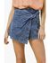 Image #2 - Flying Tomato Women's Passport Destination Denim Mini Skort, Medium Wash, hi-res