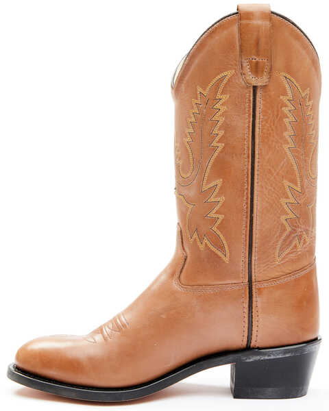 Image #4 - Old West Little Girls' Corona Calfskin Western Boots - Round Toe, Tan, hi-res
