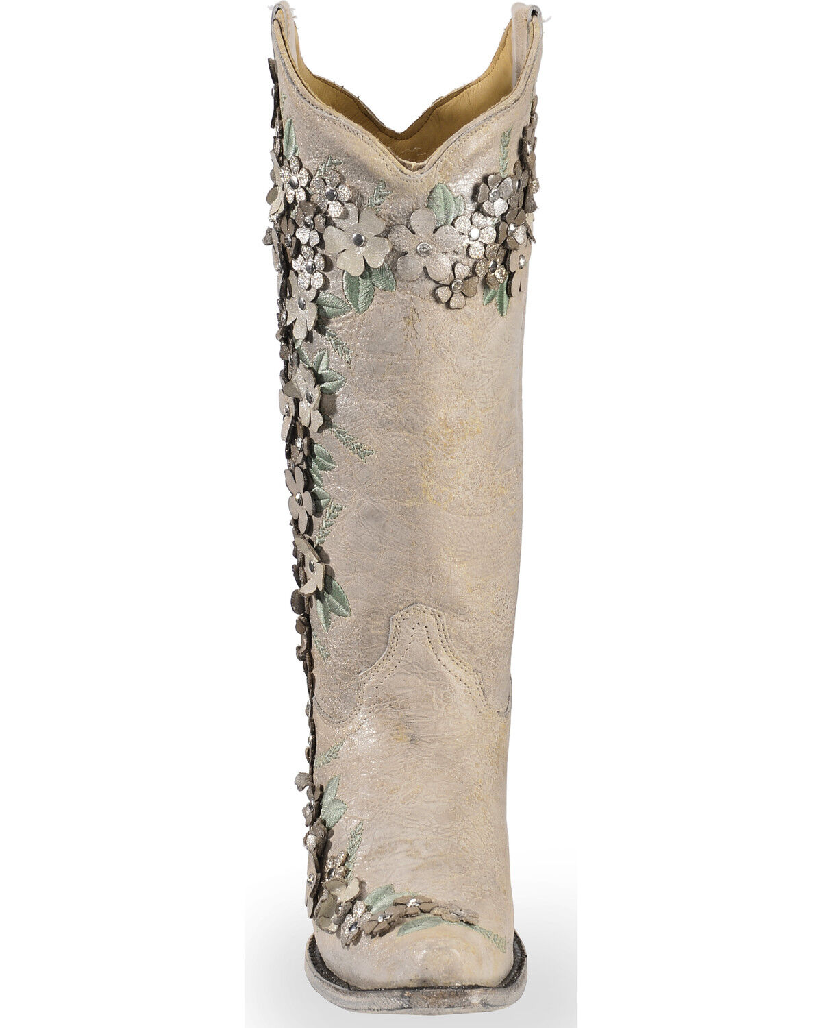 Image #5 - Corral Women's Floral Overlay Embroidered Stud and Crystals Western Boots - Snip Toe, , hi-res