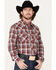 Wrangler Retro Men's Plaid Snap Western Shirt , Burgundy, hi-res