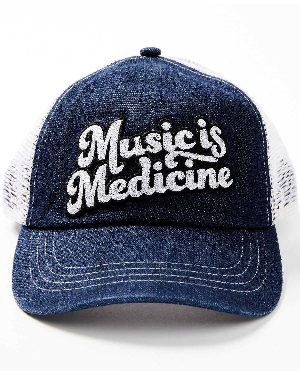 Idyllwind Women's Music Is Medicine Embroidered Mesh Back Ball Cap, Dark Blue, hi-res