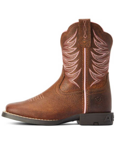 Image #2 - Ariat Girls' Firecatcher Easy Fit Short Western Boots - Wide Square Toe , Brown, hi-res