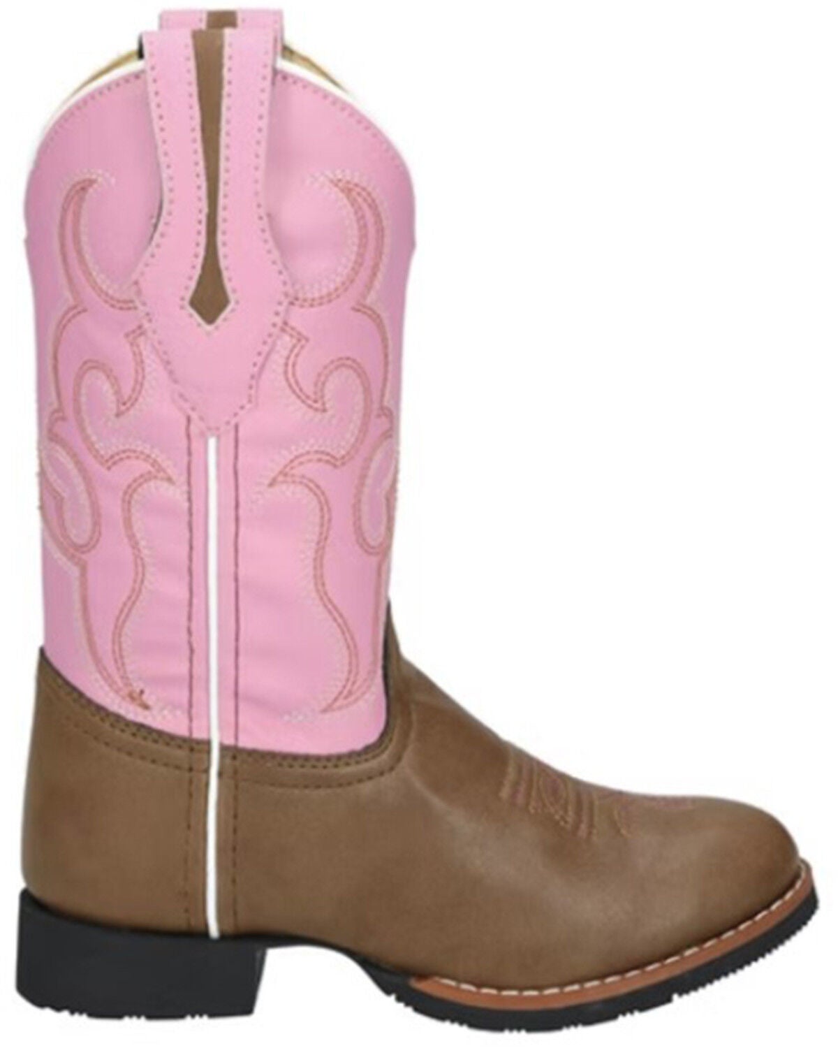 Smoky Mountain Girls' Mustang Western Boots - Round Toe, Brown/pink, hi-res