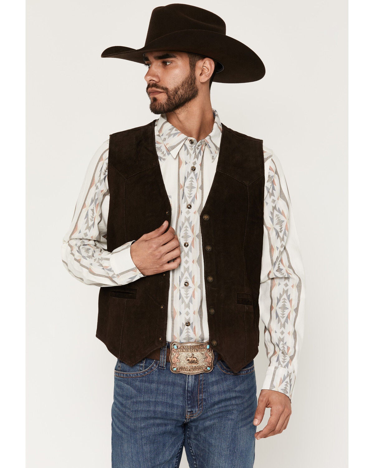 Cody James Men's Angus Suede Vest, Brown, hi-res