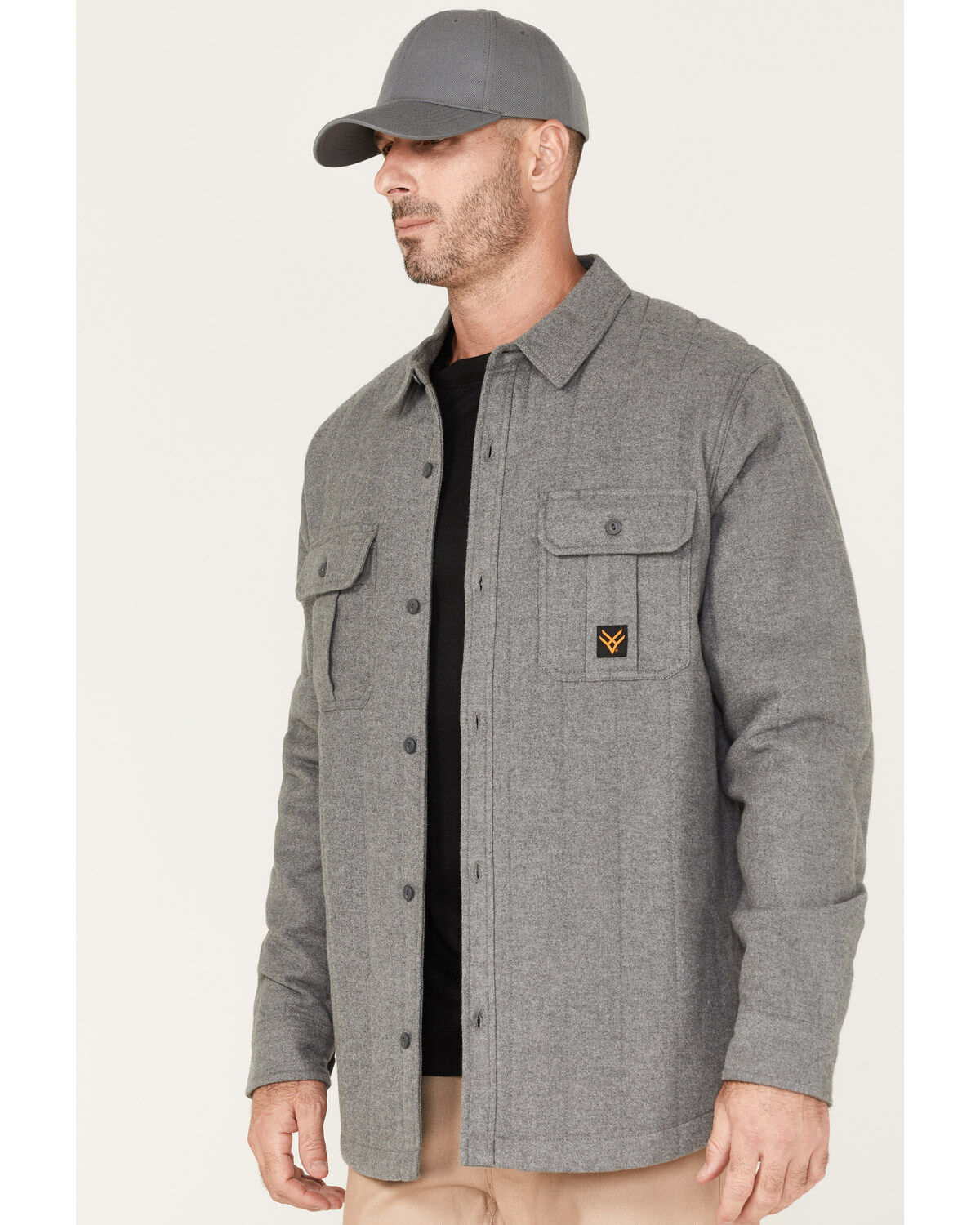 Image #2 - Hawx Men's Channel Quilted Flannel Button-Down Shirt Jacket, Grey, hi-res