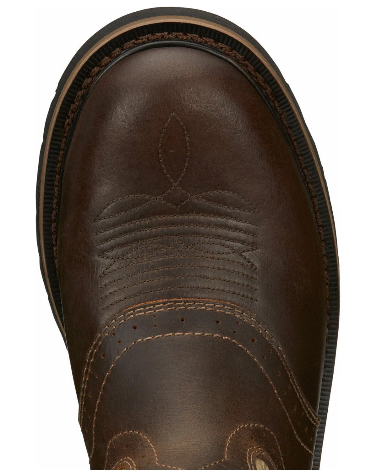 Justin Men's Superintendent Western Work Boots – Round Toe, 11-Inch Shaft, Full-Grain Leather, Waxy Brown, Comfort Insole