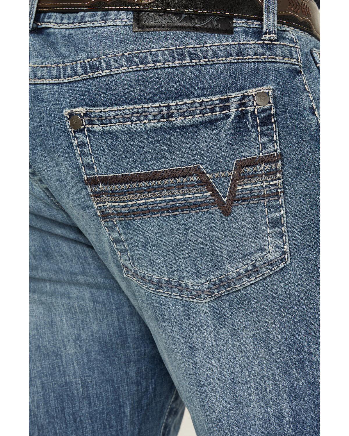 Image #4 - Rock 47 by Wrangler Men's Sand Springs Medium Wash Slim Bootcut Stretch Denim Jeans, Medium Wash, hi-res
