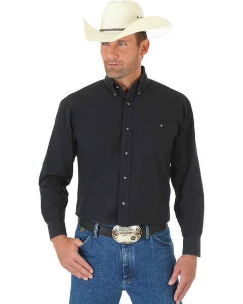 Image #1 - George Strait by Wrangler Men's Solid Long Sleeve Western Shirt, , hi-res