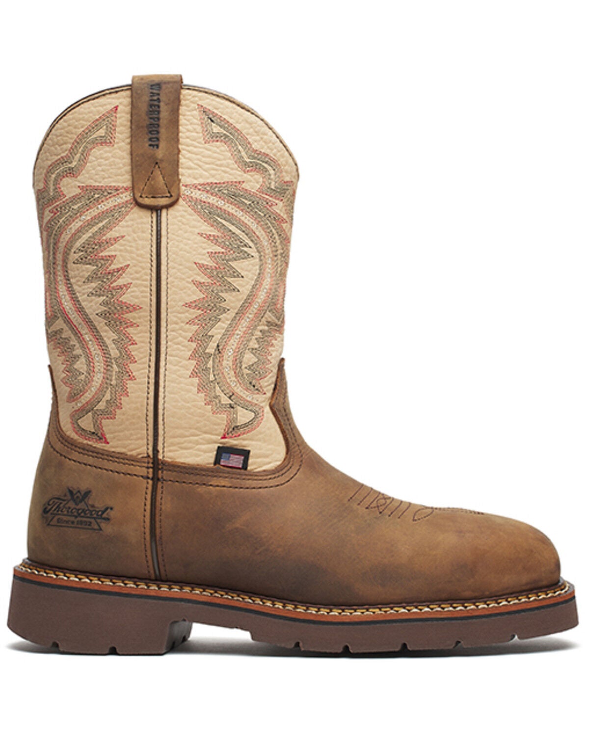 Image #2 - Thorogood Men's 11" USA MAXWear Wyatt Waterproof Pull-On Work Boots - Nano Toe, Brown, hi-res