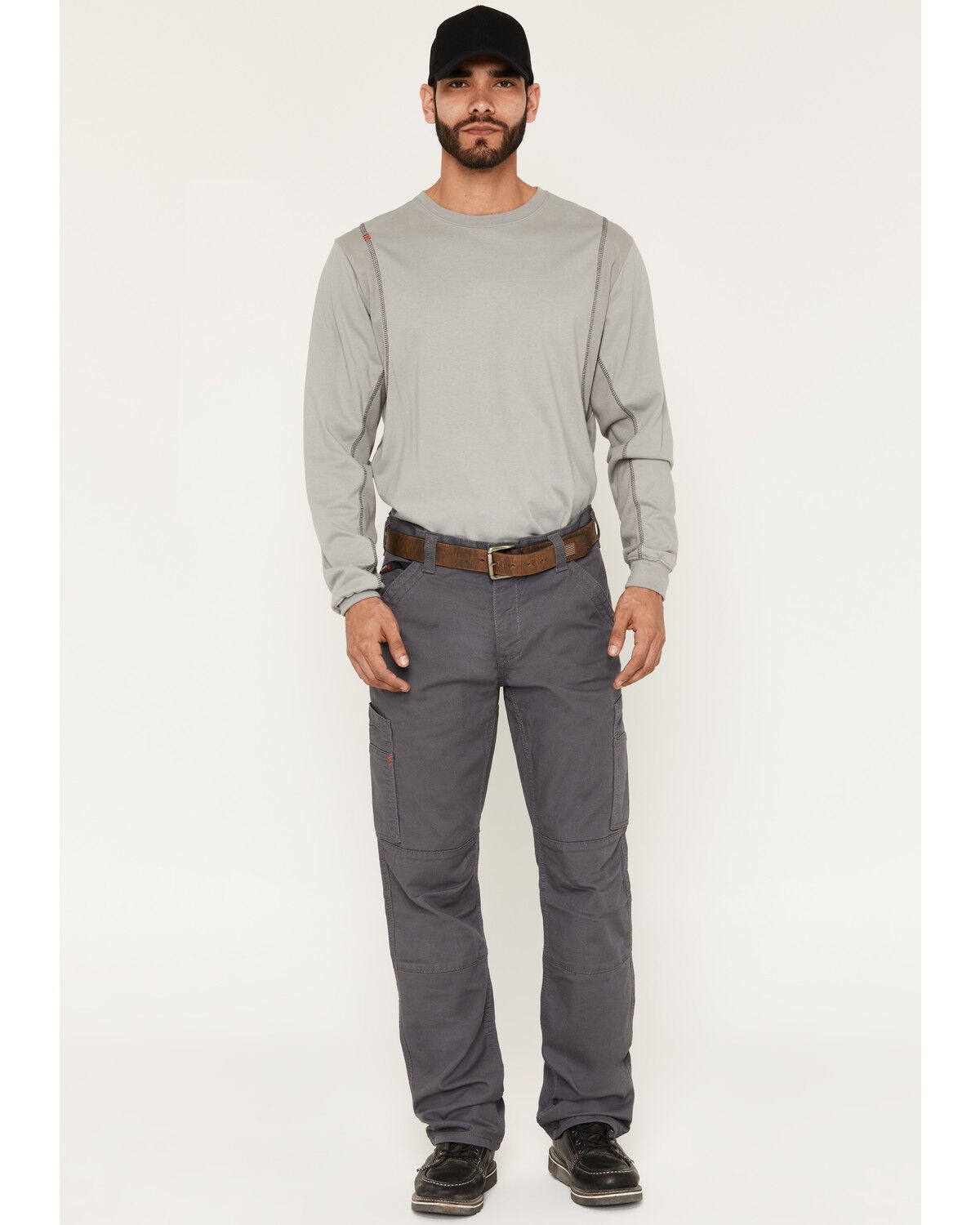 Ariat Men's FR M5 Duralight Stretch Canvas Straight Work Pants, Grey, hi-res