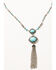 Shyanne Women's Shimmer Concho Double Turquoise Stone Beaded Necklace, Silver, hi-res