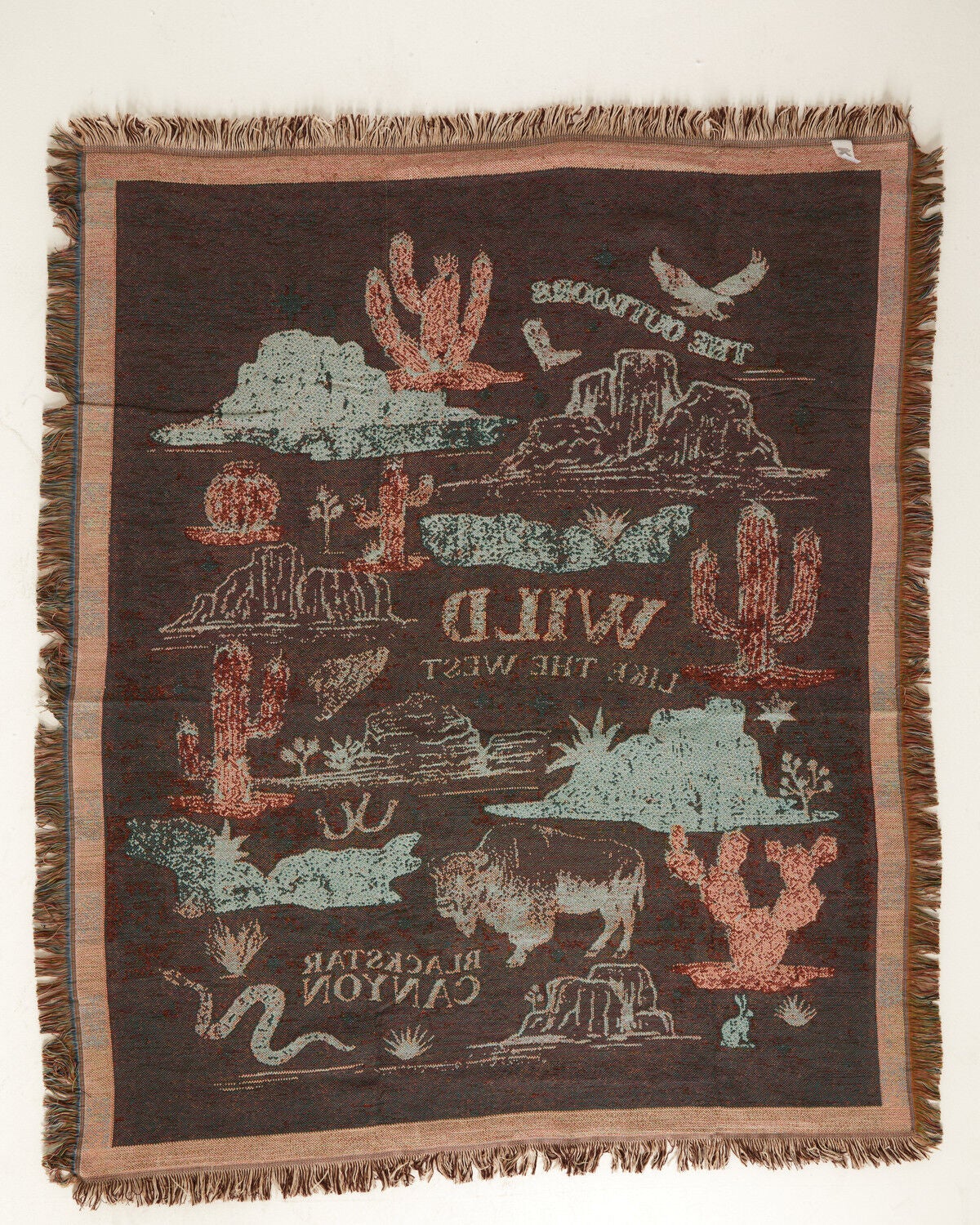 Image #3 - Boot Barn Wild Like The West Jacquard Throw Blanket, Cream, hi-res