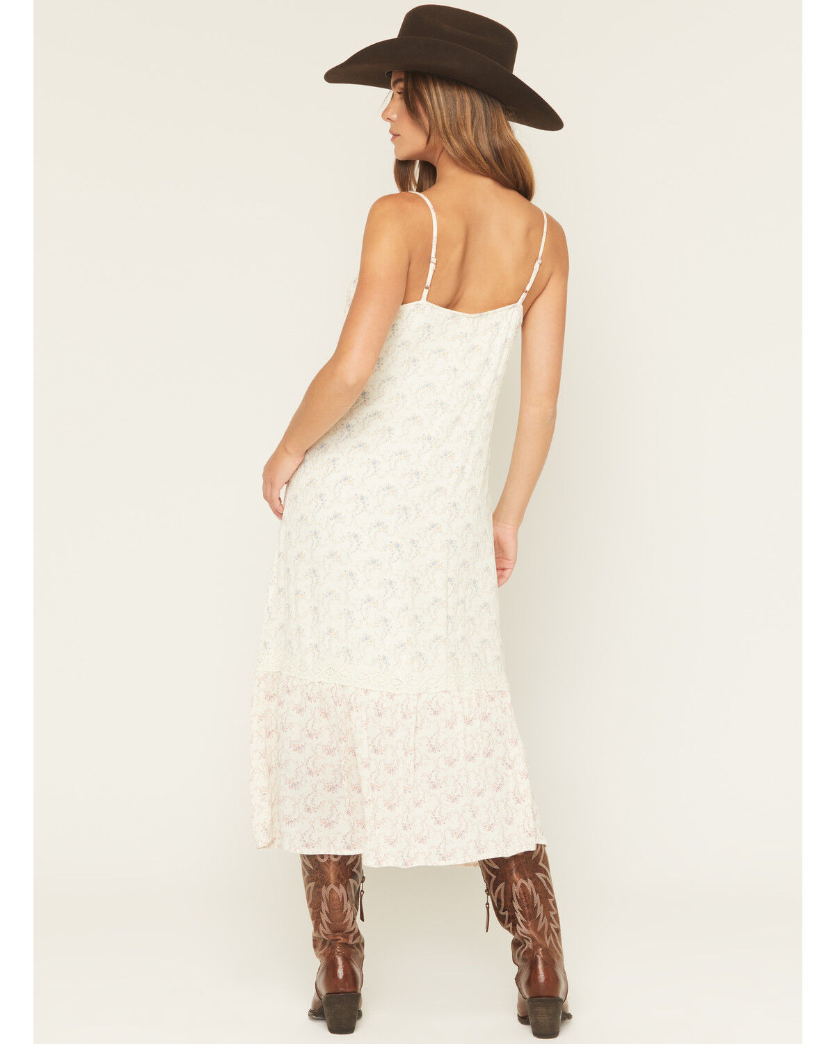 Image #4 - Lovestitch Women's Sleeveless Floral Midi Dress, Cream, hi-res