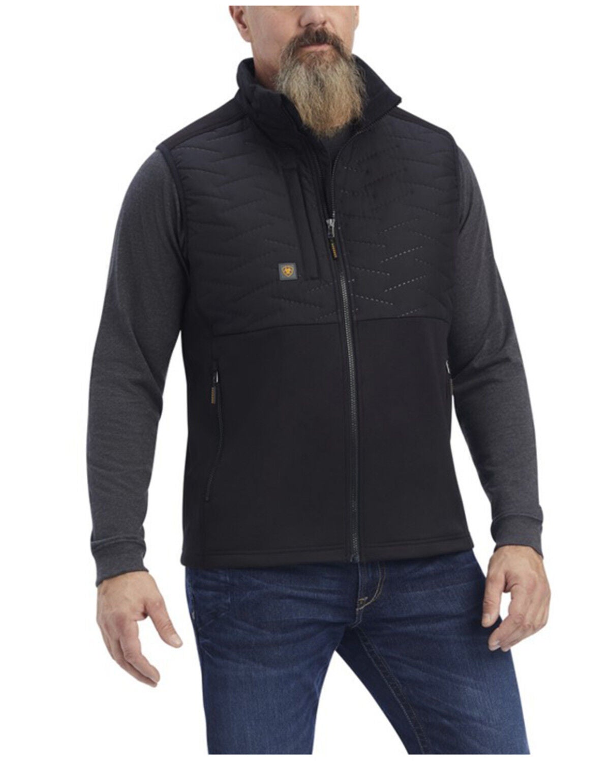 Ariat Men's Rebar Cloud 9 Insulated Zip-Front Work Vest - Big, Black, hi-res