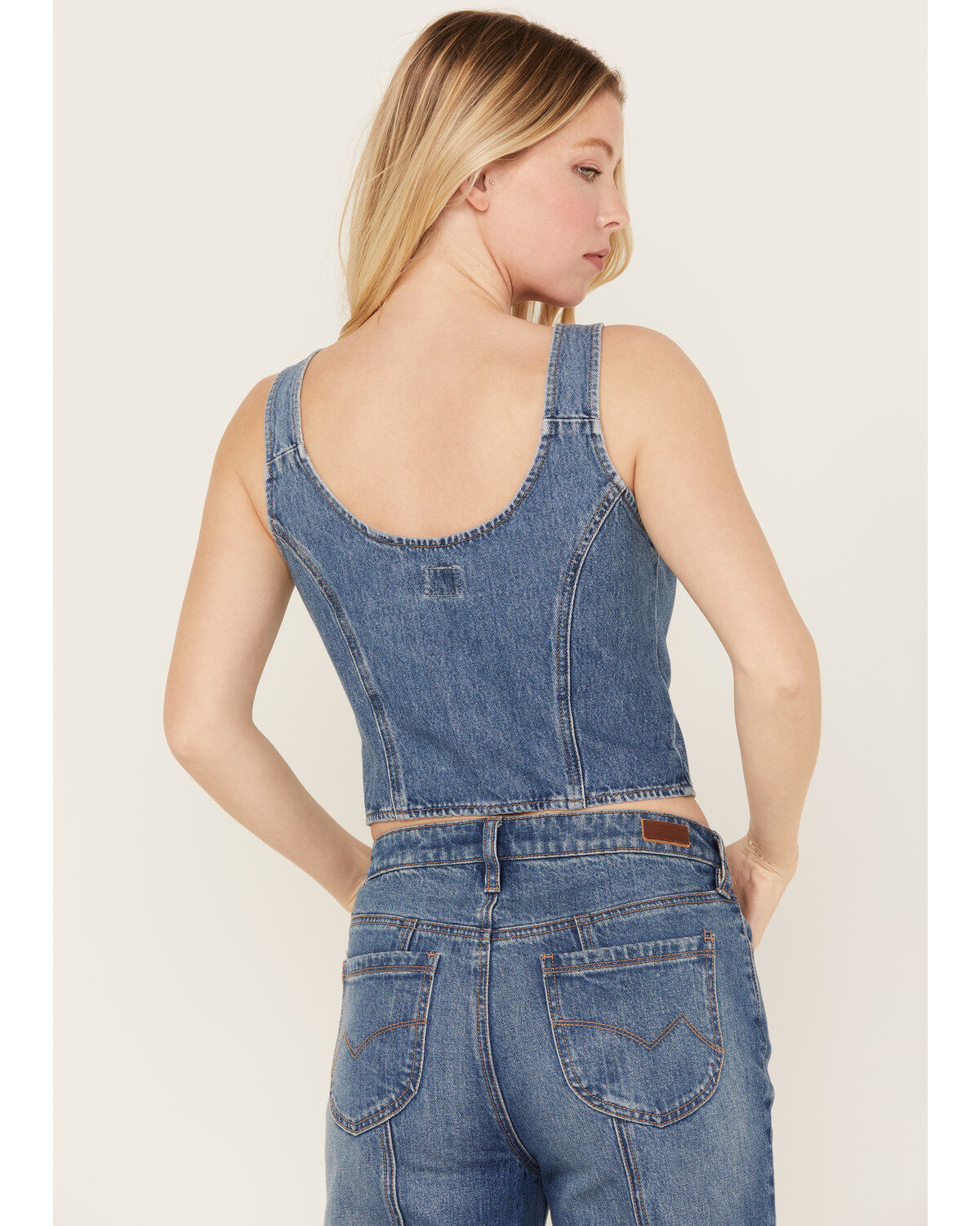 Image #4 - Levi's Women's Dark Wash Charlie Denim Crop Top, Blue, hi-res
