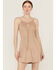 Wild Moss Women's Tie Front Faux Suede Dress, Chocolate, hi-res