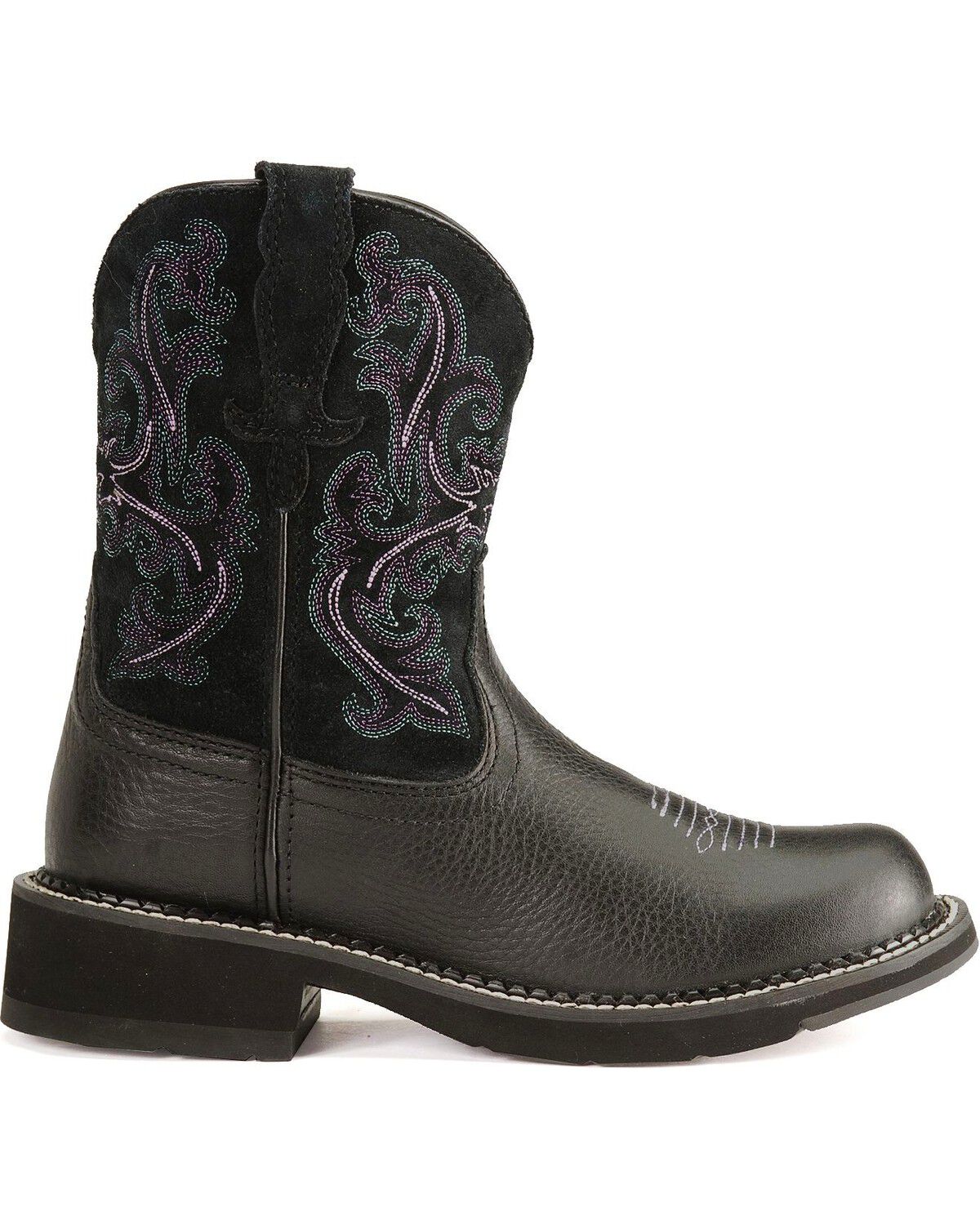 Image #3 - Ariat Women's Fatbaby Deertan Western Boots - Round Toe, Black, hi-res