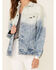 Lee Women's Light Acid Wash Oversized Denim Button Down Trucker Jacket, Blue, hi-res