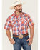 Wrangler Retro Men's Plaid Short Sleeve Snap Western Shirt , Red, hi-res