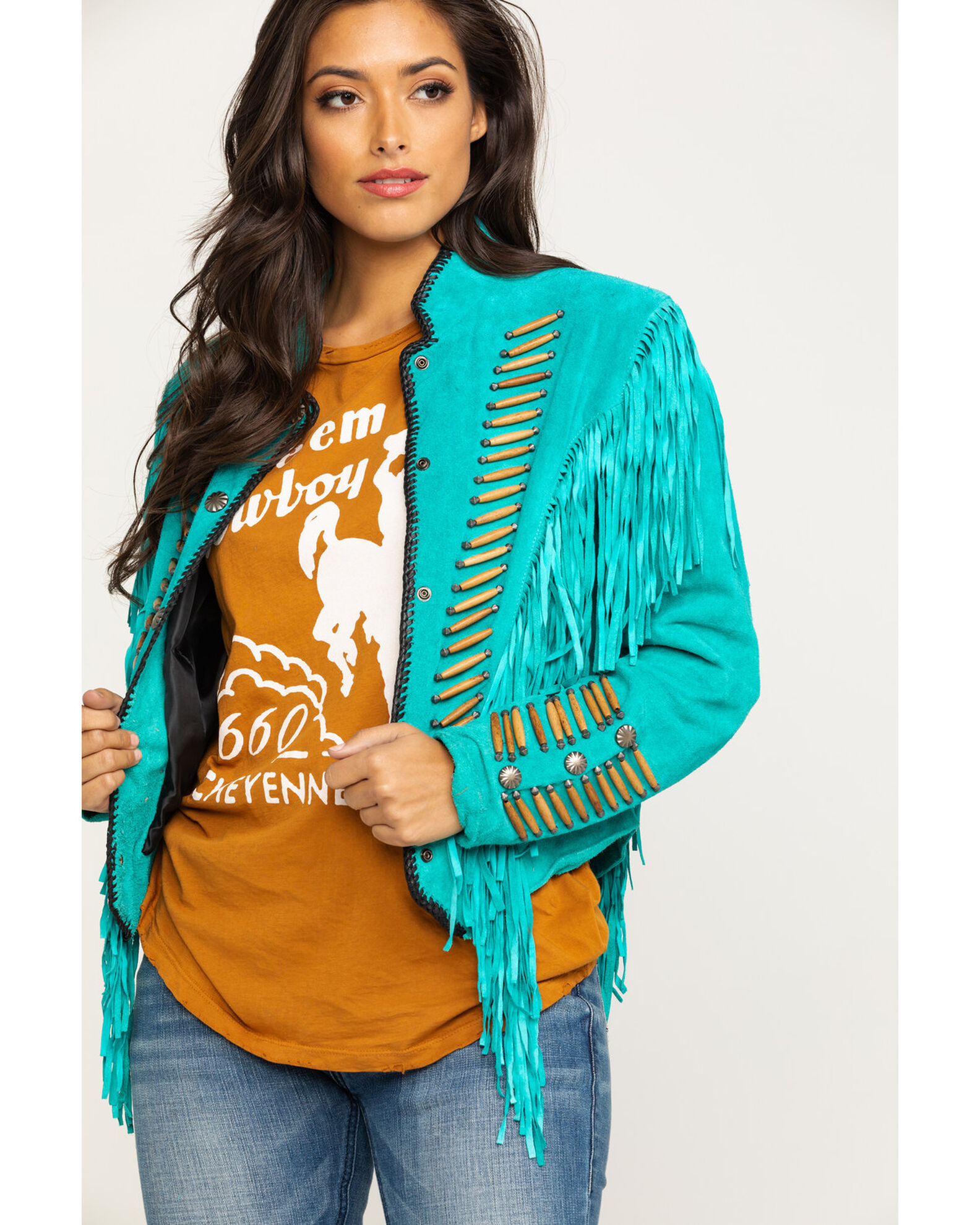 Cripple creek fringed suede leather jacket shop