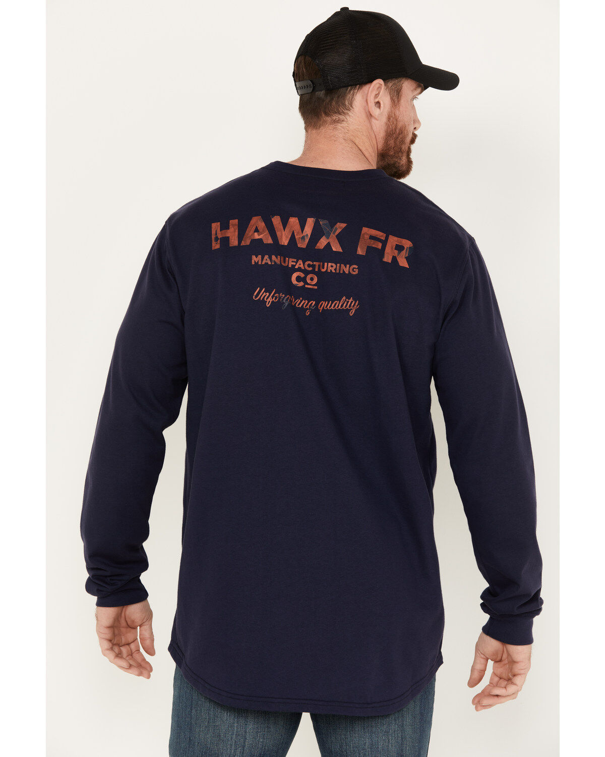 Image #4 - Hawx Men's FR Long Sleeve Pocket Henley Shirt, Navy, hi-res