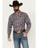 Image #1 - Cinch Men's Exploded Paisley Print Long Sleeve Button-Down Western Shirt, Red/white/blue, hi-res