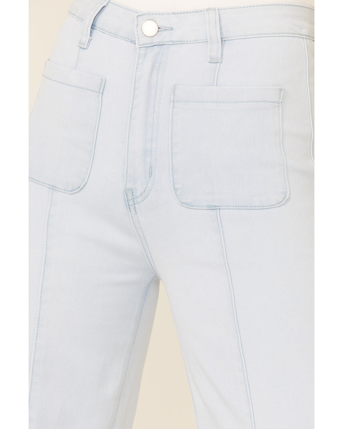 Image #4 - Flying Tomato Women's Front Pocket Flare Leg Jeans, Blue, hi-res