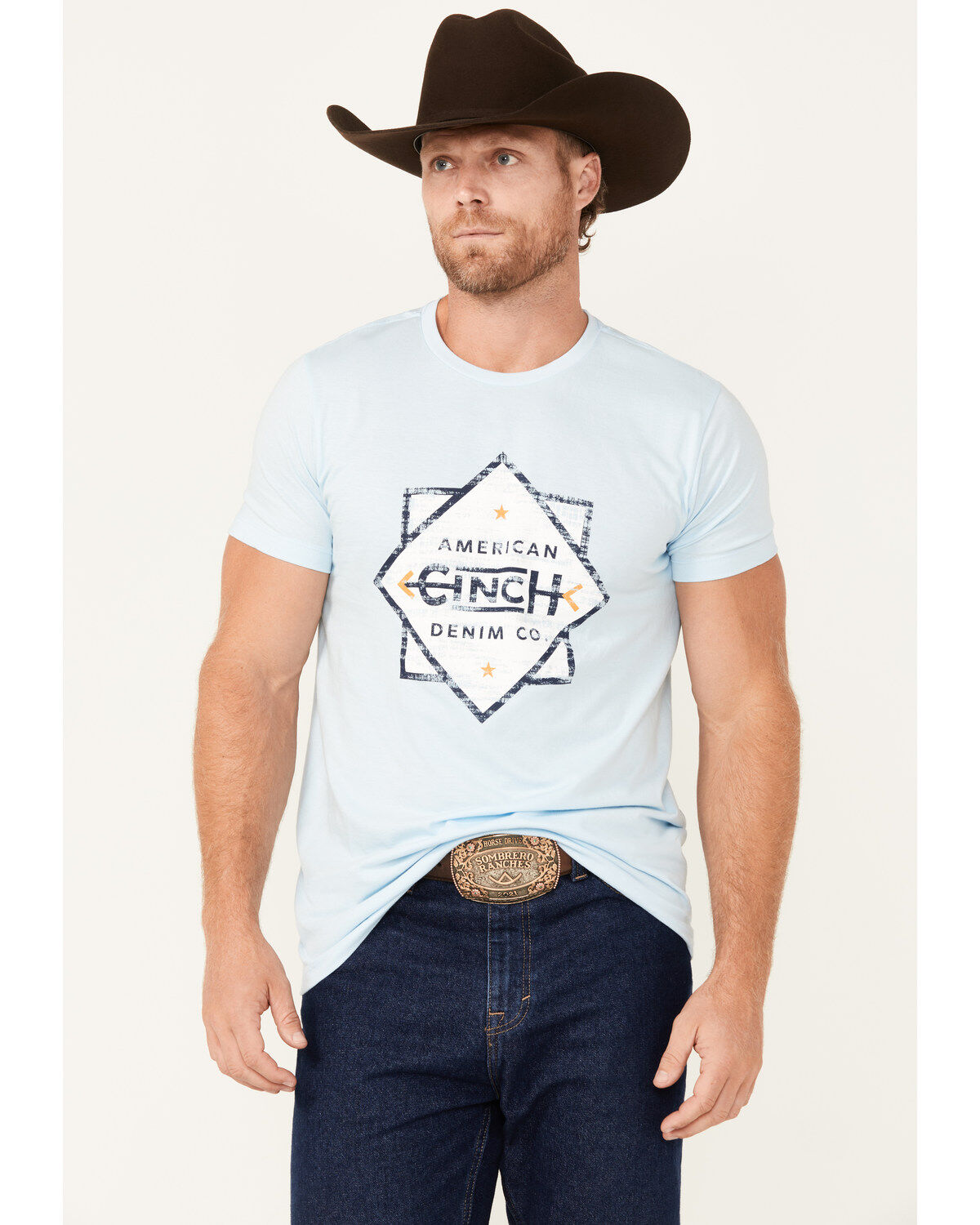 Image #1 - Cinch Men's Boot Barn Exclusive American Denim Co Diamond Short Sleeve Graphic T-Shirt, , hi-res
