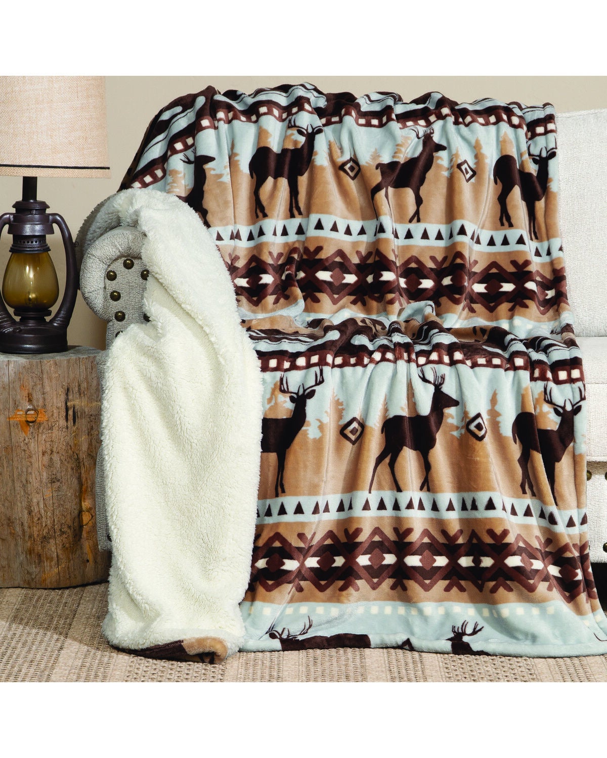 Carstens Home Buck Lake Plush Sherpa Throw Blanket, Brown, hi-res